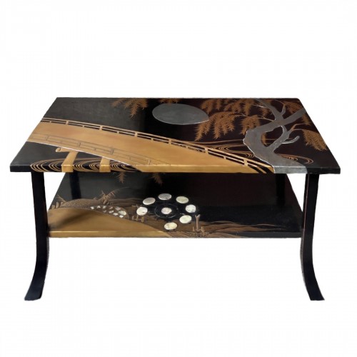 Black lacquered two tiered  Bundai writting table, Japan circa 1920-1930