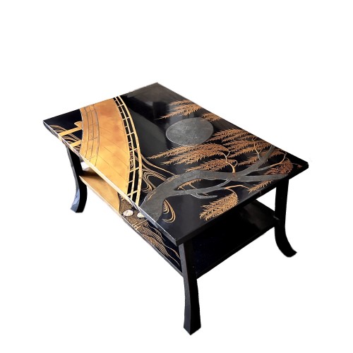 Black lacquered two tiered  Bundai writting table, Japan circa 1920-1930 - Asian Works of Art Style 