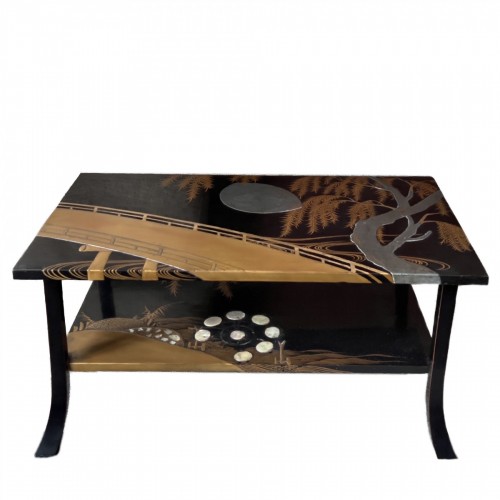 Black lacquered two tiered  Bundai writting table, Japan circa 1920-1930 - 