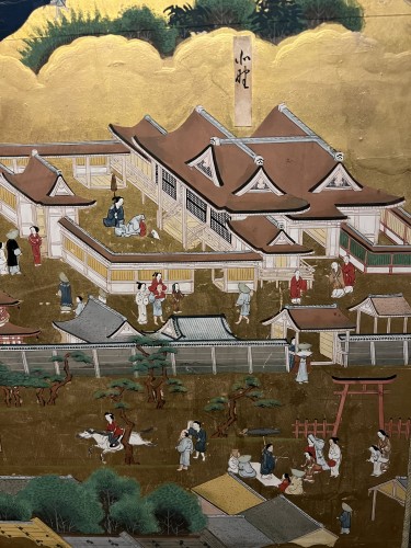 Paravent Rakuchu-Rakugai, Japon époque Edo 18e siècle - Arts d