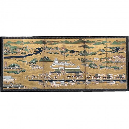 Paravent Rakuchu-Rakugai, Japon époque Edo 18e siècle - Cristina Ortega & Michel Dermigny