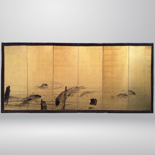 Asian Works of Art  - Japan, 6 folds screen by Mori Ippo 1798-1871