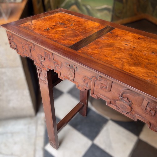 4-sided console in hongmu and burl walnut, China 19th Century  - 