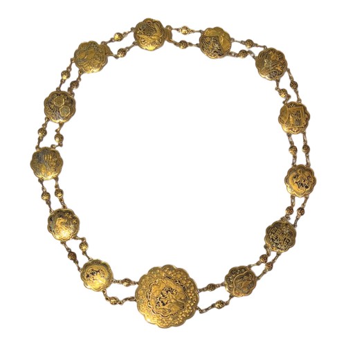 A rare Nunome-Zogan necklace, signed Fukui, Japan, Meiji period 