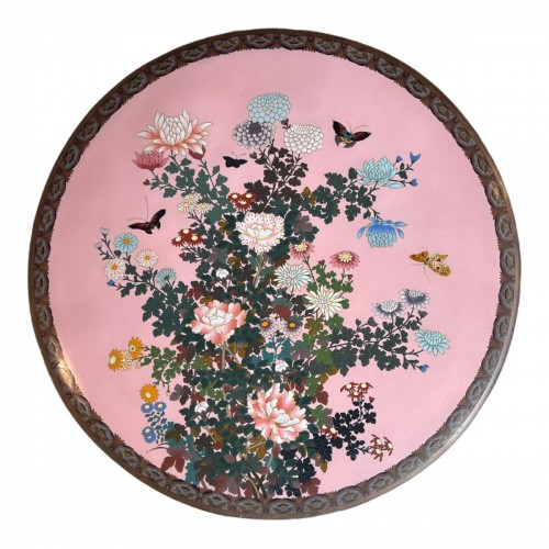 Japan, large cloisonné enamel charger, Meiji period, 19th Century  - 