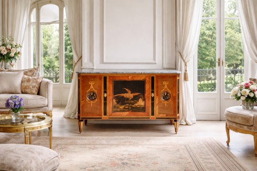XVIIIe siècle - Commode avec panneaux de laque d’époque Louis XVI