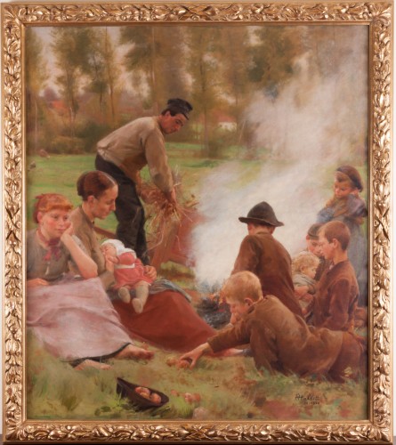 François-Joseph Halkett (1856–1921) -  Le Feu de Fanes - Paintings & Drawings Style 