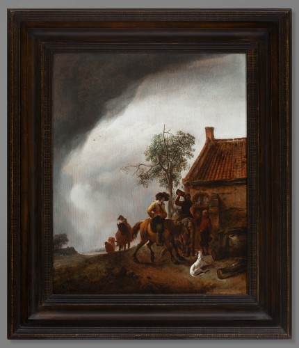 Tableaux et dessins Tableaux XVIIe siècle - Philips Wouwerman (1619–1668) - Halte à une l'auberge