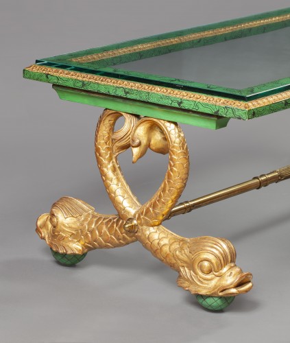 A gilt-bronze mounted glass coffee table with dolphin legs - Furniture Style 