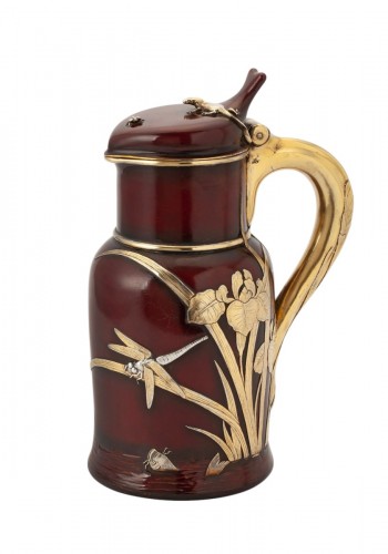 Russian silver-gilt and laquer lidded jug