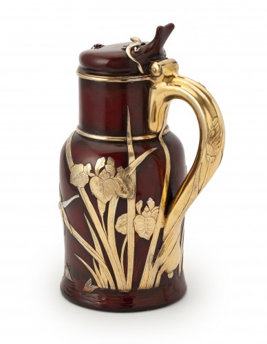 Russian silver-gilt and laquer lidded jug - silverware & tableware Style 