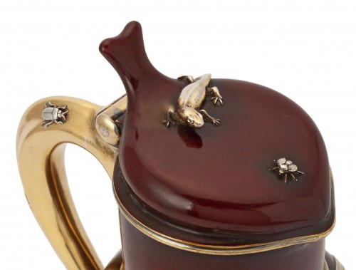 19th century - Russian silver-gilt and laquer lidded jug
