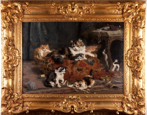 Charles Van den Eycken (1859–1923) - La Famille de chats - Tableaux et dessins Style 