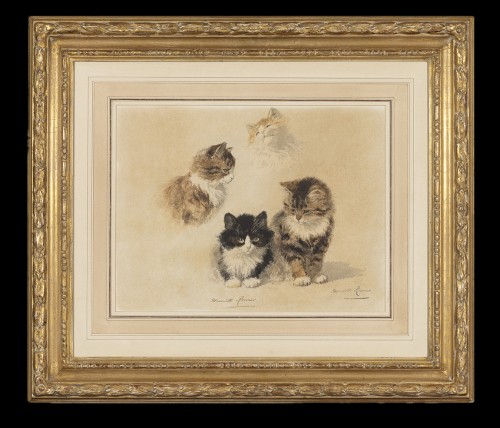 Henriëtte Ronner-Knip (1821-1909)  - Four little kittens  - Paintings & Drawings Style 
