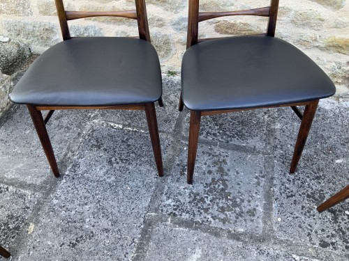 XXe siècle - Niels Koefoed. Suite de 4 chaises en palissandre modèle Lis
