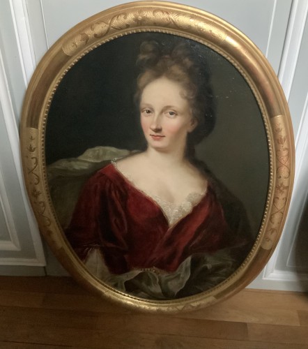 Deux portraits formant paire d’un couple aristocratique, école française du XVIIIe siècle - Tableaux et dessins Style Louis XV