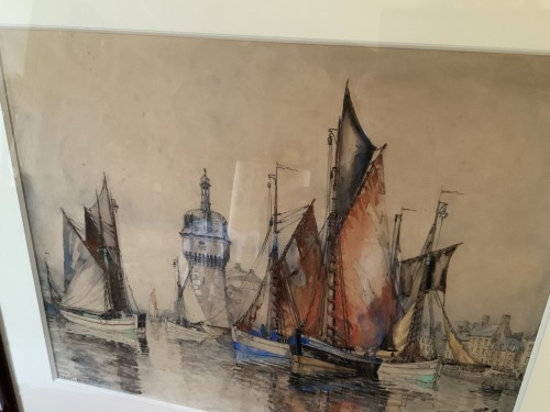 Frank Will (1900-1950) Bateaux de pêche à Concarneau - Tableaux et dessins Style Art Déco