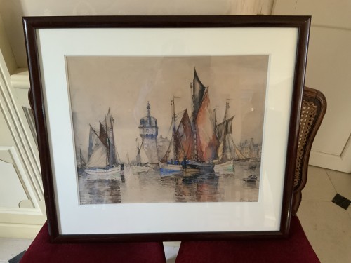 Frank Will (1900-1950) Bateaux de pêche à Concarneau - Art Déco