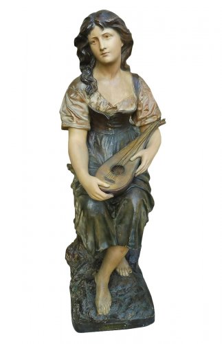 Statue terre cuite "Mignon" signée Joseph Le Guluche (1849-1915)