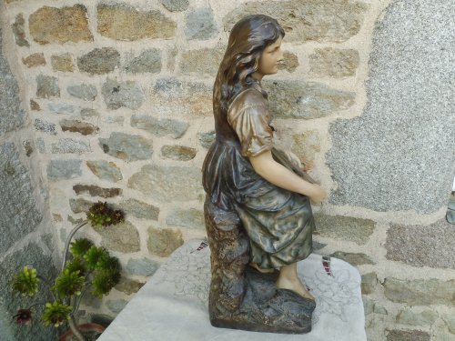 Statue terre cuite "Mignon" signée Joseph Le Guluche (1849-1915) - Danièle Fontaine Antiquaire