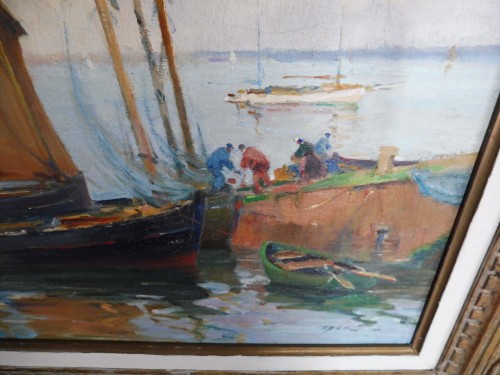 Henry Buron (1880 - 1969) - Sardinniers, près la cale à Concarneau - Danièle Fontaine Antiquaire