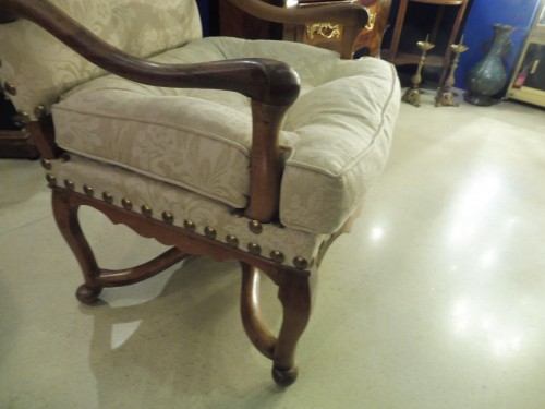 Large fauteuil à dos plat d'époque Régence - Sièges Style Régence