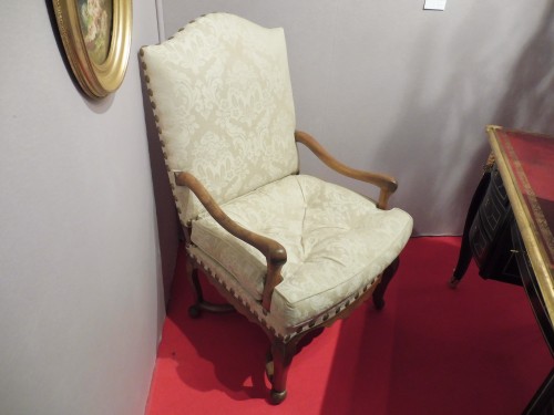 Large fauteuil à dos plat d'époque Régence - Régence
