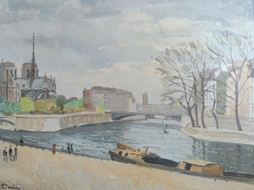 Edmond Ceria (1884-1955)  - Paris, la Seine et Notre Dame 