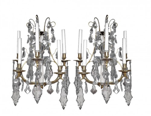 Paire d’appliques Lyre en cristal de Baccarat