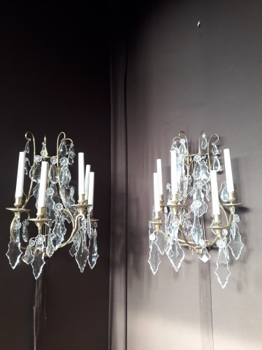 Paire d’appliques Lyre en cristal de Baccarat - Luminaires Style Napoléon III