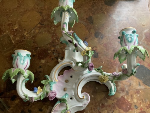 Paire d’appliques en porcelaine de Meissen XVIIIe - Danièle Fontaine Antiquaire