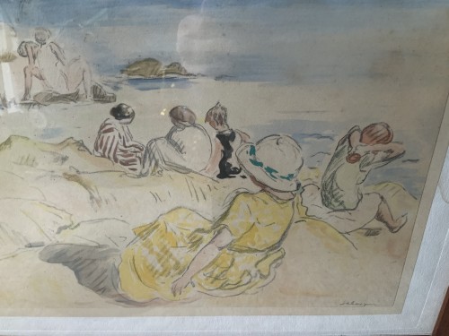 Henri Lebasque (1865-1937)  - Scène de Plage - Gravures et livres anciens Style Art Déco