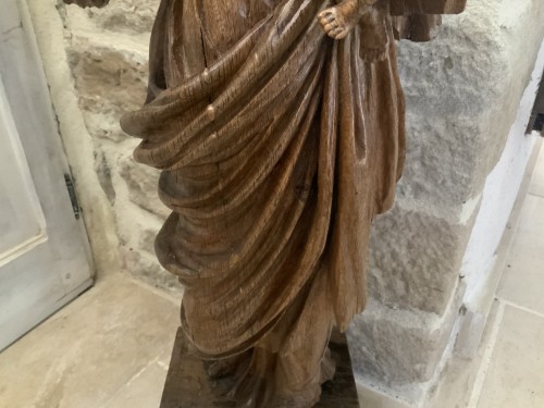 Louis XIII - Vierge à l’enfant XVIIe en chêne sculpté en ronde bosse