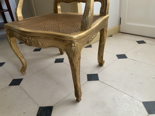 Louis XV desk armchair in gilded wood stamped BARA - Seating Style Louis XV