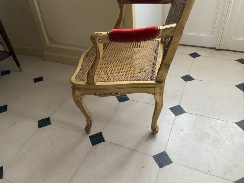 Antiquités - Louis XV desk armchair in gilded wood stamped BARA