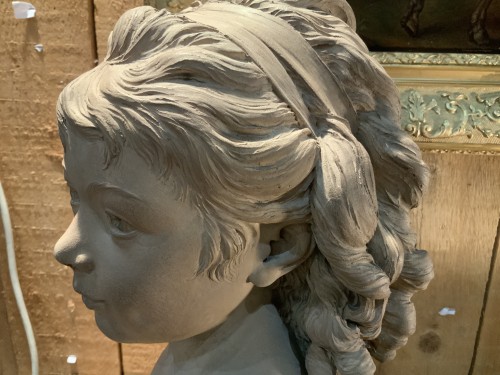 XVIIIe siècle - Buste de Sabine Houdon à l’âge de 4 ans, terre cuite fin 18e