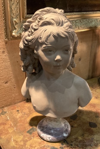 Buste de Sabine Houdon à l’âge de 4 ans, terre cuite fin 18e - Directoire