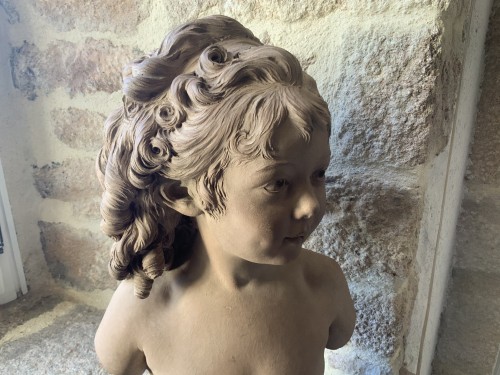 Directoire - Buste de Sabine Houdon à l’âge de 4 ans, terre cuite fin 18e