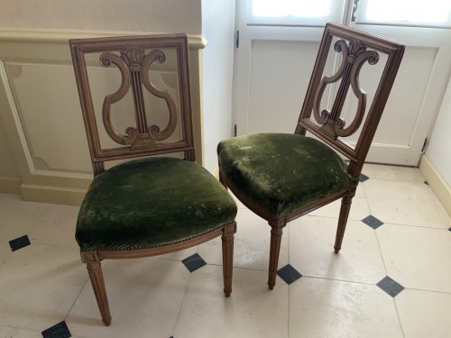 XVIIIe siècle - Paire de chaises Louis XVI en acajou, estampillées Georges JACOB 1739-1814
