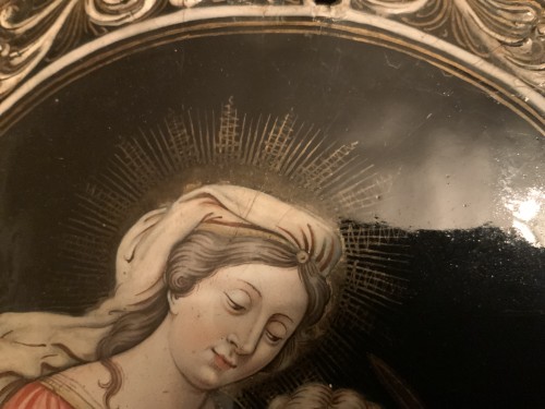 Vierge à l’enfant - Émail de Limoges signé J. Laudin XVIIe siècle - Louis XIII