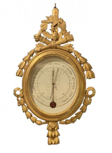 Louis XVI barometer in gilded wood