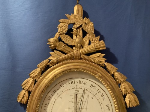 Baromètre Louis XVI en bois doré - Objet de décoration Style Louis XVI