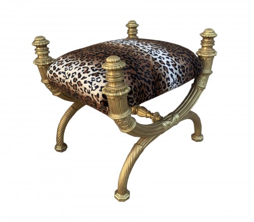 Gilded wood ceremonial stool