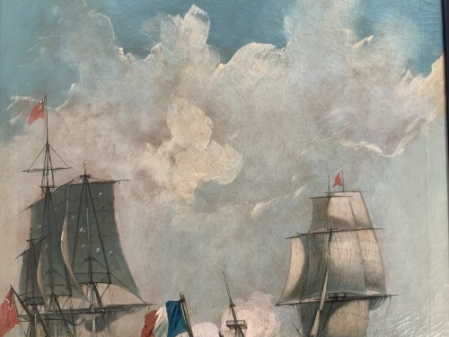 XIXe siècle - Bataille Navale, Le Vengeur au combat - Attribué à Ferdinand Victor Perrot 1808-1841