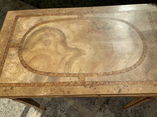 XVIIIe siècle - Table bureau de milieu en bois laqué peint, Italie Gênes fin XVIIIe