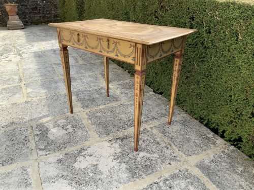 Louis XVI - Table bureau de milieu en bois laqué peint, Italie Gênes fin XVIIIe