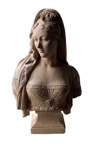 Terracotta bust of Mrs Récamier signed by Chinard in Lyon in the year XI ( 1803 )