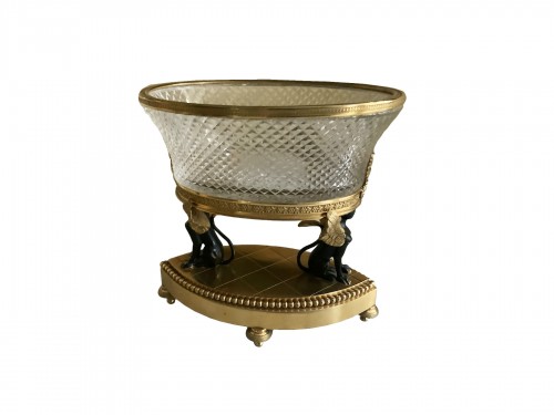 Ccentre de table en bronze doré et cristal