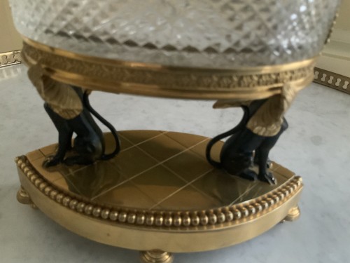 Ccentre de table en bronze doré et cristal - Objet de décoration Style Napoléon III