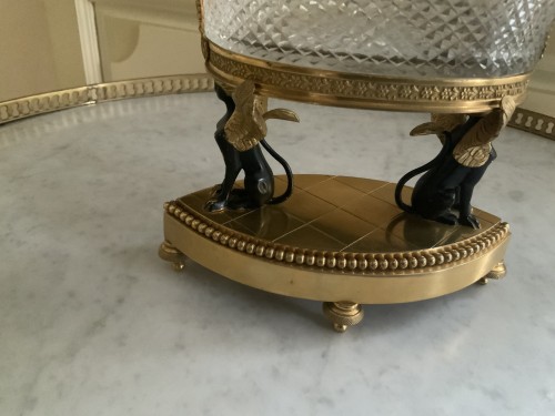 Objet de décoration Cassolettes, coupe et vase - Ccentre de table en bronze doré et cristal